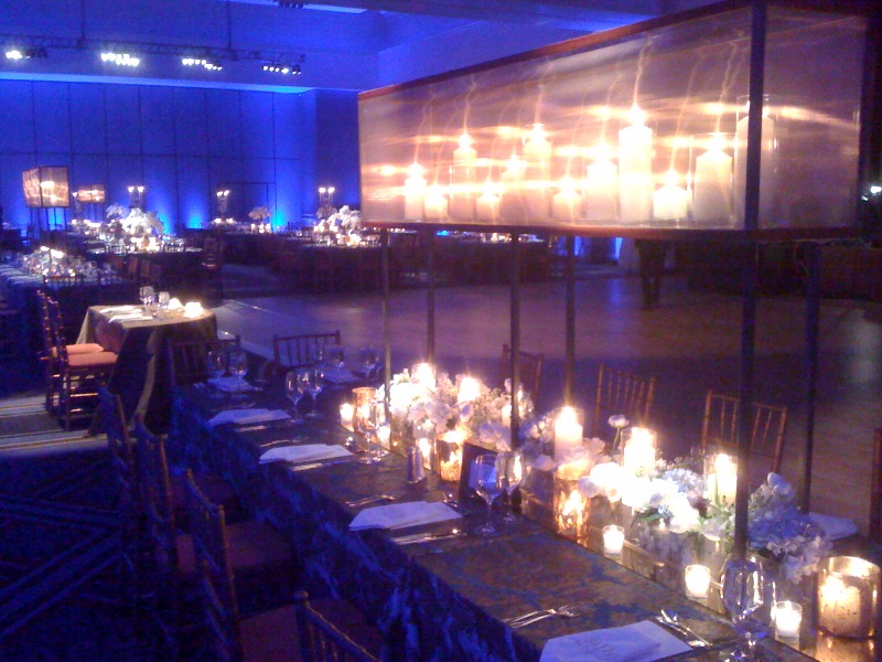 Pin Spot Lighting was used to illuminate the amazing orchid centerpieces